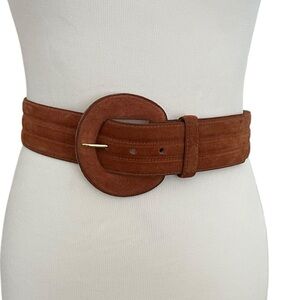 Vintage Cipriani Wide Suede Leather Belt With Oversized Buckle M